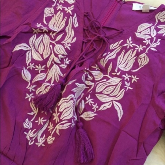 Peach Love California Embroidered Lace-Up Romper - Picture 5 of 7